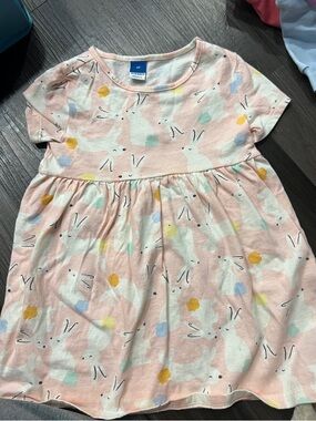 Old Navy Toddler Pink Bunny Print Dress with Short Sleeves Size 2T
